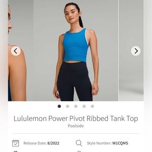 NWT LULULEMON POWER PIVOT RIBBED TANK IN POOLSIDE BLUE